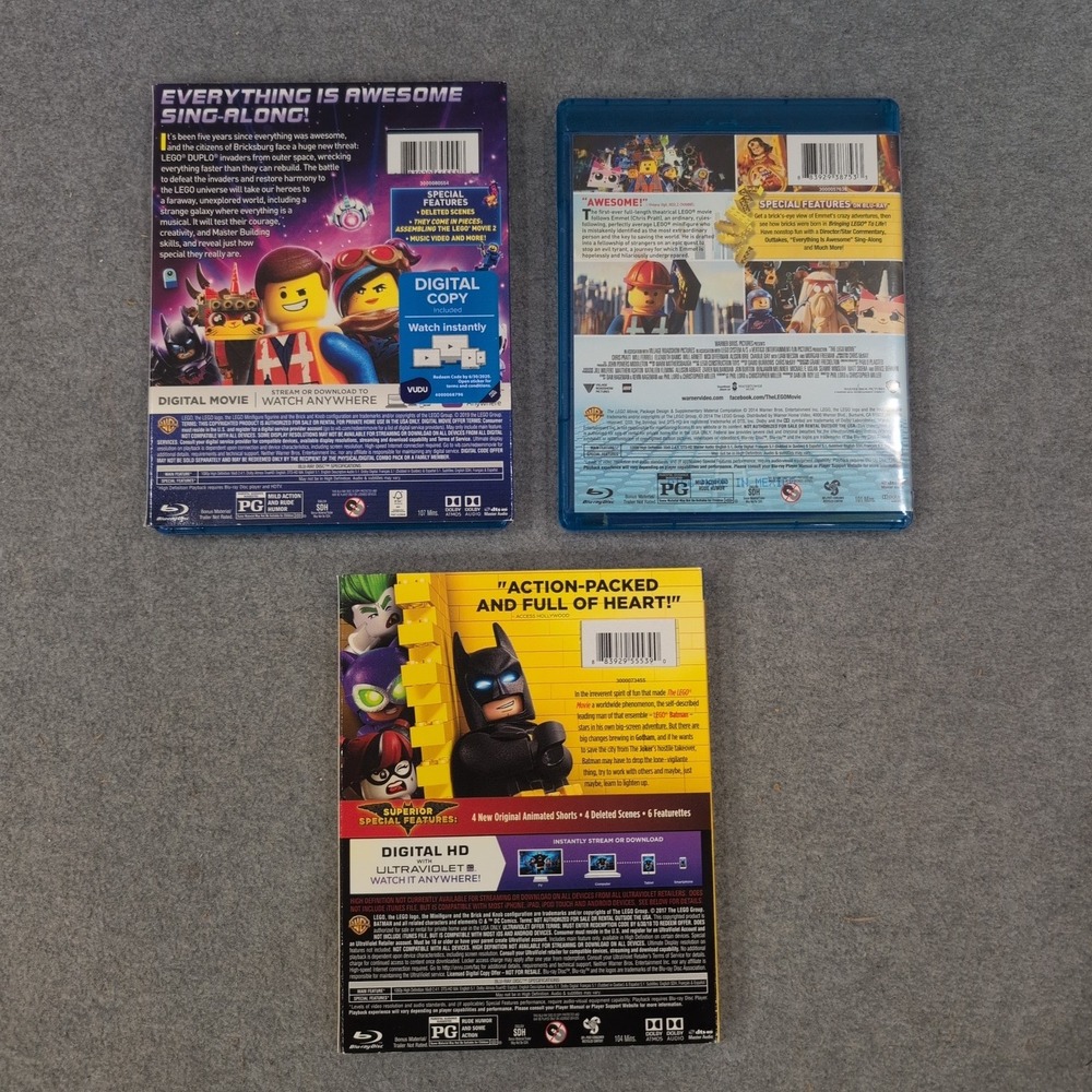 The LEGO Movie 1 & 2 and The LEGO Batman Movie Blu-ray DVD Bundle Lot 3 Films - Picture 2 of 2